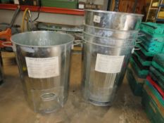 FIVE GALVANIZED INCINERATOR BINS