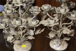 A PAIR OF MODERN MULTI SCONCED FLORAL STYLE CANDELABRAS