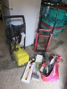 A KARCHER PRESSURE WASHER, SACK TRUCK ETC