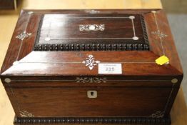 A MOTHER OF PEARL INLAID WOODEN BOX