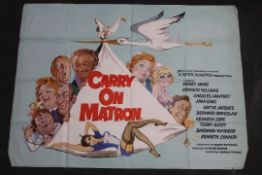 A VINTAGE CINEMA / FILM POSTER FOR 'CARRY ON MATRON' APPROX 75 X 101 CM
