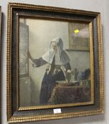 AN ANTIQUE DUTCH STYLE FRAME GLAZED AND CONTAINING A FLEMISH STYLE PRINT - ROWLEY KENSINGTON FRAMERS