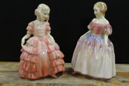 A SMALL ROYAL DOULTON FIGURINE ROSE HN1368 TOGETHER WITH MARIE HN1635 (2)