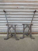 A PAIR OF FISHER & SON OF WEST BROMWICH REVERSIBLE RAILWAY PLATFORM CAST METAL BENCH ENDS