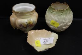 THREE ROYAL WORCESTER BLUSH IVORY VASES