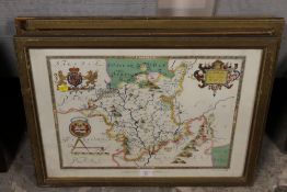 A SET OF FOUR GILT FRAMED 1964 TAYLOWE LIMITED PRINTS OF ANTIQUE COUNTY MAPS