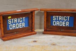 TWO REVOLVING LIBERTY HALL / STRICT ORDER BUFFALO MEETING SIGNS