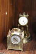 TWO BRASS MANTLE CLOCKS A/F