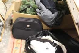 A SELECTION OF SUNDRIES TO INCLUDE SHIRTS , SHOES, CHRISTMAS TREE ETC.