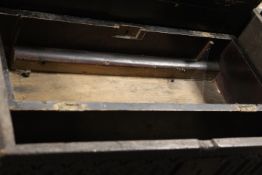 A HEAVILY CARVED OAK BOX - NO LID TOGETHER WITH AN INLAID MUSICAL BOX - NO CONTENTS A/F