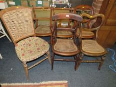 SIX ASSORTED VINTAGE BERGERE CHAIRS