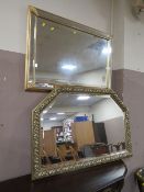 TWO MODERN OVERMANTLE MIRRORS