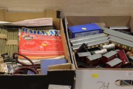 TWO TRAYS OF MODEL RAILWAY TO INCLUDE HORNBY ENGINES, ROLLING STOCK ETC