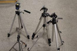 THREE PHOTOGRAPHIC TRIPOD STANDS