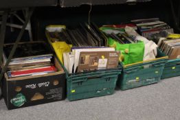 FOUR TRAYS OF LP RECORDS TO INCLUDE GARY NEWMAN , DIRE STRAITS ,BRUCE SPRINGSTEEN , AND MANY