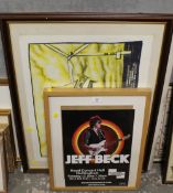 THREE POP CULTURE PICTURES TO INCLUDE A JEFF BECK CONCERT POSTER AND A LIMITED EDITION STEPHEN