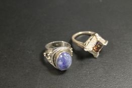 TWO SILVER LADIES DRESS RINGS