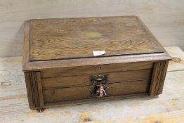 AN OAK CASED CUTLERY CANTEEN - NO CONTENTS