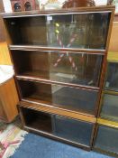 A 'MINTY' MID CENTURY 4 TIER SECTIONAL BOOKCASE - FIXED TOGETHER W-89 5 CM PLUS A MID CENTURY 3 TIER