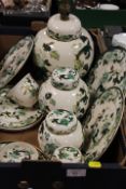 A TRAY OF MASONS MANDALAY GREEN CHARTREUSE CERAMICS