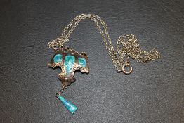 ANTIQUE SILVER AND ENAMEL ART-NOUVEAU NECKLACE