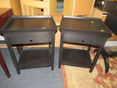 A PAIR OF MODERN BLACK BESIDE STANDS (2)