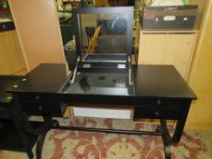 A MODERN BLACK DRESSING TABLE - W 120 CM