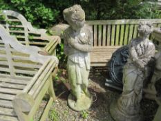 A STONE GARDEN LADY STATUE, H 120 cm