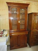 A VICTORIAN MAHOGANY GLAZED BOOKCASE, H 207 cm, W 89 cm