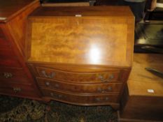 A REPRODUCTION WALNUT BUREAU, W 74 cm