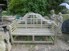 A HARDWOOD LUTYENS BENCH