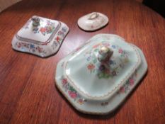 THREE TRADITIONAL IRONSTONE TUREEN LIDS