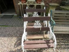 A PAIR OF WHITE CAST AND WOODEN ARMCHAIRS