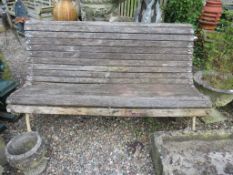 AN ANTIQUE CAST IRON GARDEN BENCH, L 146 cm