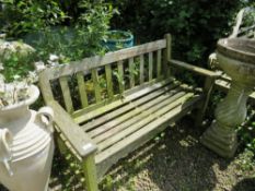 A HARDWOOD GARDEN BENCH, W 128 cm