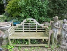 A HARDWOOD LUTYENS BENCH