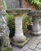 A MODERN GARDEN BIRD BATH, H 68 cm
