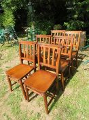 A SET OF SIX ANTIQUE CHAPEL CHAIRS