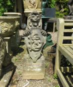 A CONCRETE HERALDIC LION POST TOPPER, H 83 cm