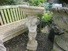 A GARDEN CHERUB WATER FEATURE, H 92 cm