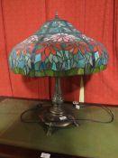 A MODERN TIFFANY STYLE TABLE LAMP