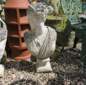 A GRECO-ROMAN STONE FIGURATIVE BUST, H 62 cm