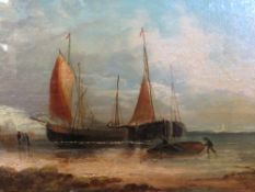 W.H. WILLIAMSON (1820-1883). Near Hastings, Sussex, oil on canvas, gilt framed and glazed, 19 x 39