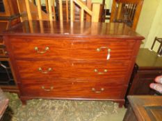 A LARGE VICTORIAN MAHOGANY THREE DRAWER CHEST