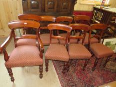 A SET OF EIGHT VICTORIAN MAHOGANY DINING CHAIRS (TWO CARVERS)