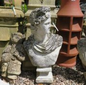 A GRECO-ROMAN STONE MALE BUST, H 63 cm