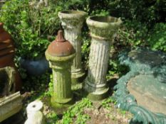 THREE HEAVY CAST WHITE PAINTED PILLARS, H 90 cm - TALLEST (3)