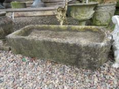 A LARGE ANTIQUE GRANITE? RECTANGULAR TROUGH, L 95 cm