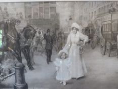 ARTHUR DRUMMOND - 'HIS MAJESTY THE BABY', PICADILLY 1898, CARVED OAK FRAME, 30 x 46 cm