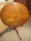 A 19TH CENTURY TILT-TOP PEDESTAL TRIPOD TABLE - H 70 cm, Dia. 78 cm